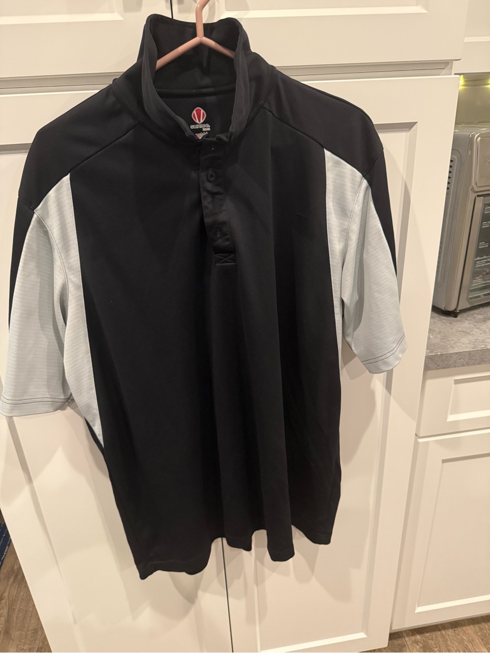 Sunice Men’s Black Polo with Light Gray Contrast Panels